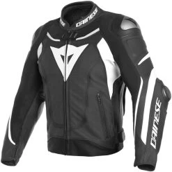 Best Sale 😀 Dainese Super Speed 3 Black White Leather Jacket - White - 52 - Adult 🌟